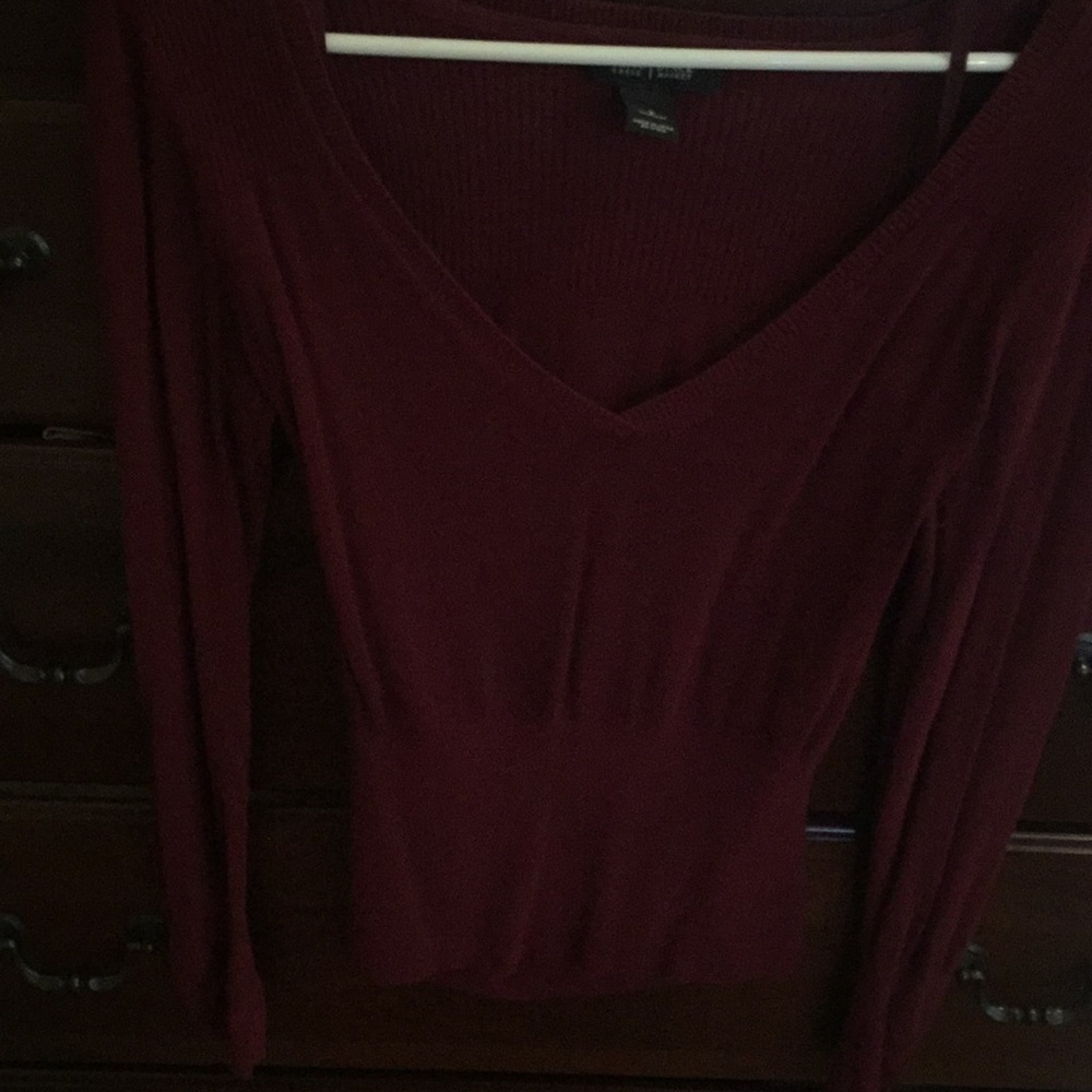Burgundy sweater vneck